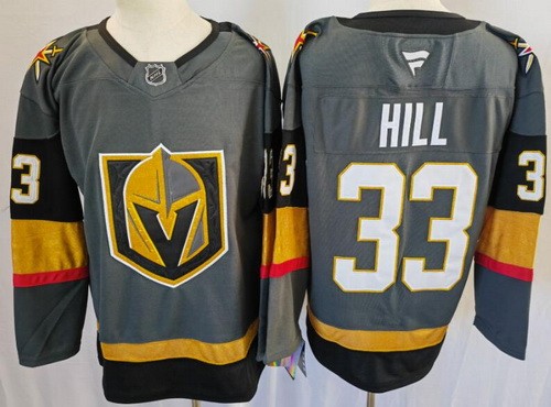 Men's Vegas Golden Knights #33 Adin Hill Gray Authentic NHL Stitched Hockey Jersey