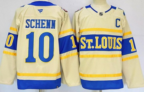 Men's St Louis Blues #10 Brayden Schenn Cream 2025 Winter Classic With C Patch Authentic NHL Stitched Hockey Jersey