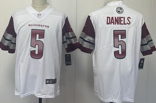 Men's Washington Commanders #5 Jayden Daniels Limited White Vapor Jersey