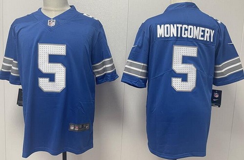 Men's Detroit Lions #5 David Montgomery Limited Blue Vapor Jersey