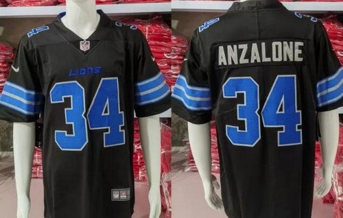 Men's Detroit Lions #34 Alex Anzalone Limited Black Vapor Jersey