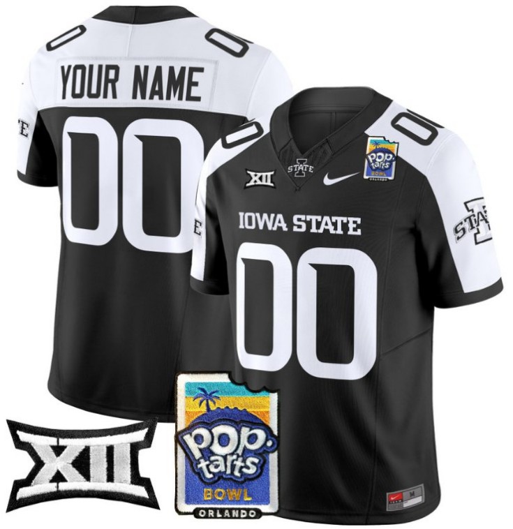 Custom Nike Iowa State Cyclones Jerseys 2025 PopTarts Bowl Patch FUSE Vapor Limited NCAA Football Stitched Black Alternate