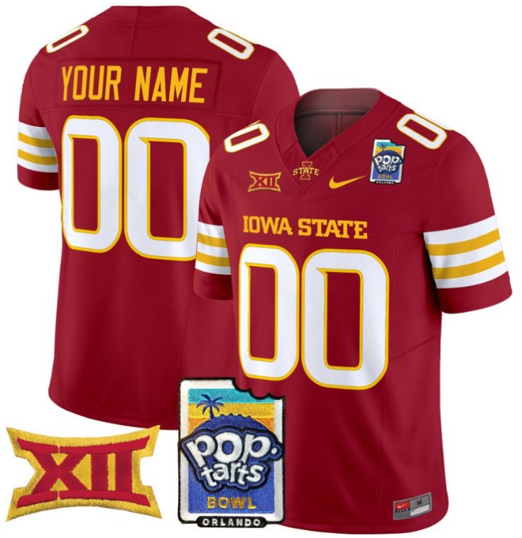 Custom Nike Iowa State Cyclones Jersey 2025 PopTarts Bowl Patch FUSE Vapor Limited NCAA Football Stitched Cardinal
