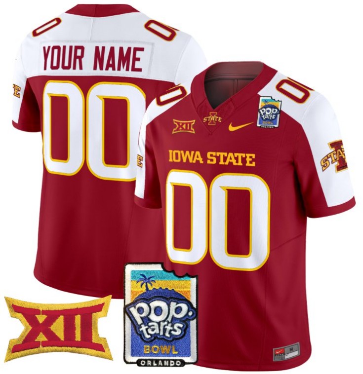 Custom Nike Iowa State Cyclones Jersey 2025 PopTarts Bowl Patch FUSE Vapor Limited NCAA Football Stitched Cardinal Alternate