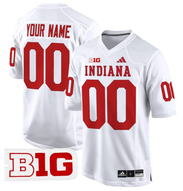 Custom Adidas Indiana Hoosiers Jersey 2024 Game V2 NCAA Football Stitched White