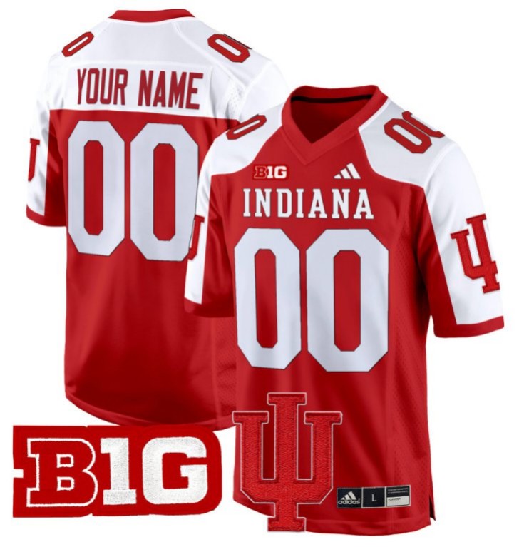 Custom Adidas Indiana Hoosiers Jersey 2024 Game V2 NCAA Football Stitched Crimson Alternate