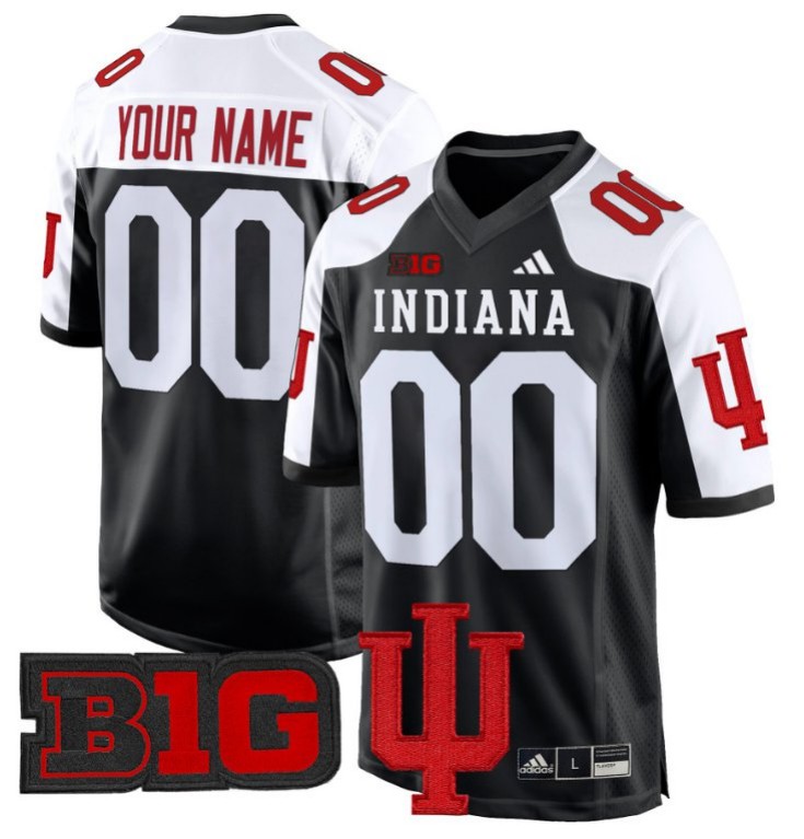 Custom Adidas Indiana Hoosiers Jersey 2024 Game V2 NCAA Football Stitched Black Alternate