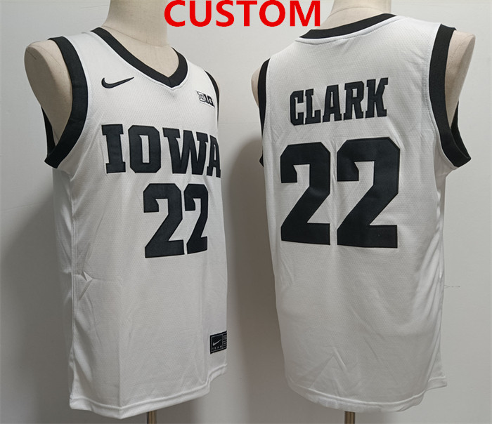 Men's Nike Iowa Hawkeyes Custom Name Number White College Basketball Stitched Jersey