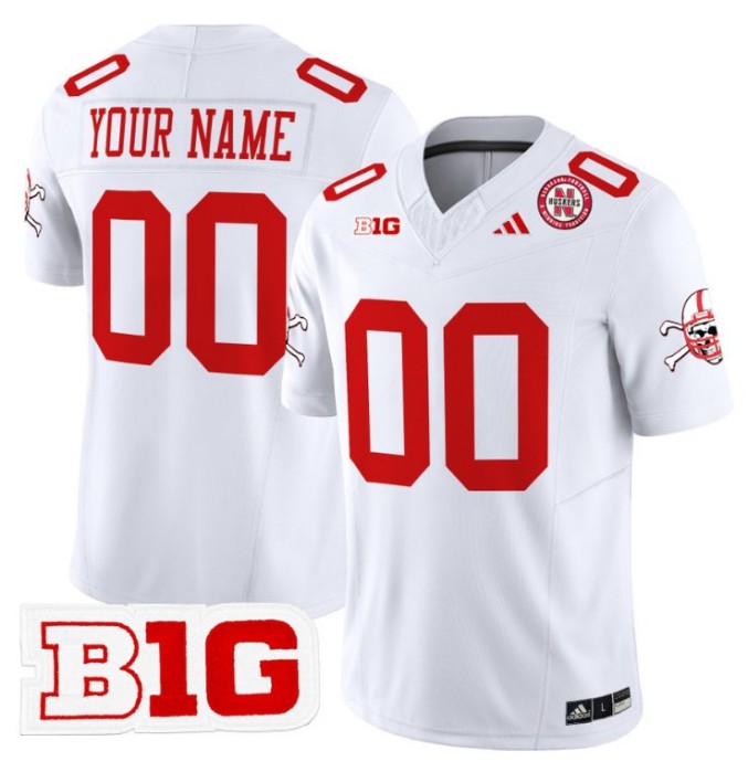 Custom Adidas Nebraska Cornhuskers Jersey 2024 Vapor V2 College NCAA Football White