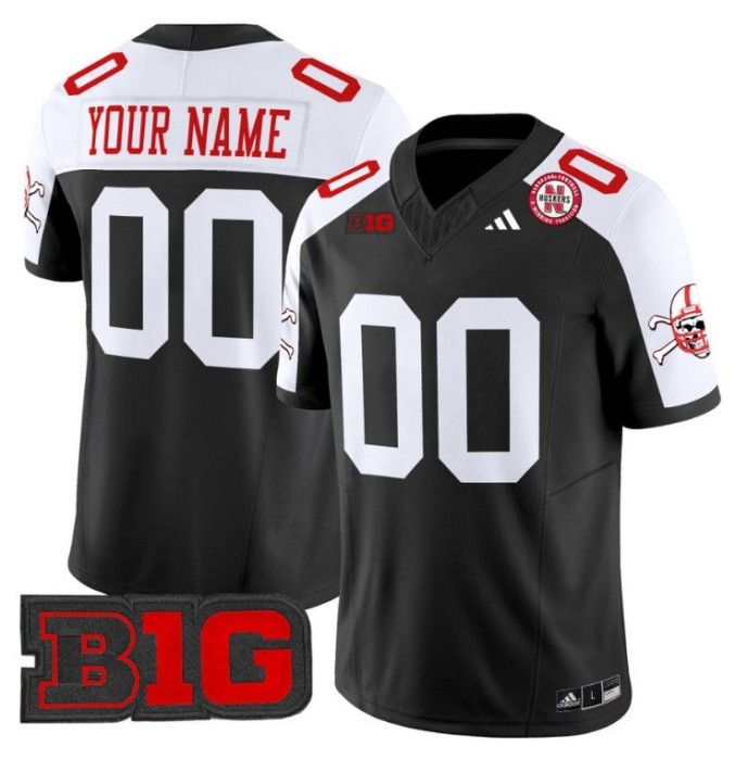 Custom Adidas Nebraska Cornhuskers Jersey 2024 Vapor V2 College NCAA Football Black Alternate