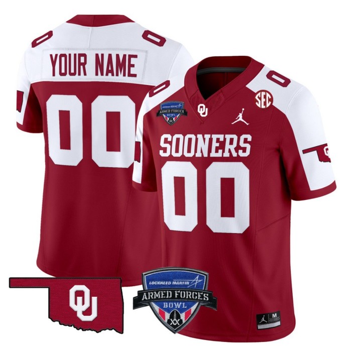 Custom Jordan Brand Oklahoma Sooners Jersey 2025 Armed Forces Bowl Patch College NCAA Football Vapor Alternate