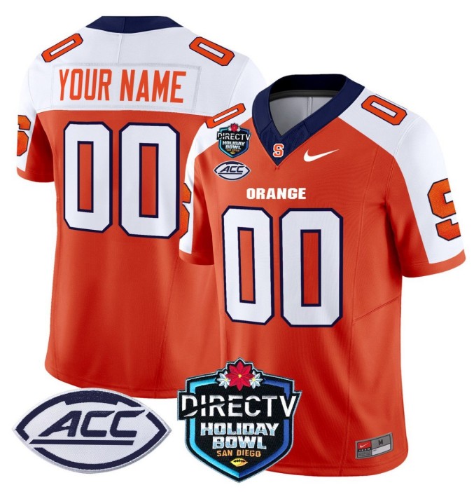 Custom Nike Syracuse Orange Jersey Name, Number 2025 Holiday Bowl Patch College NCAA Football Orange Alternate