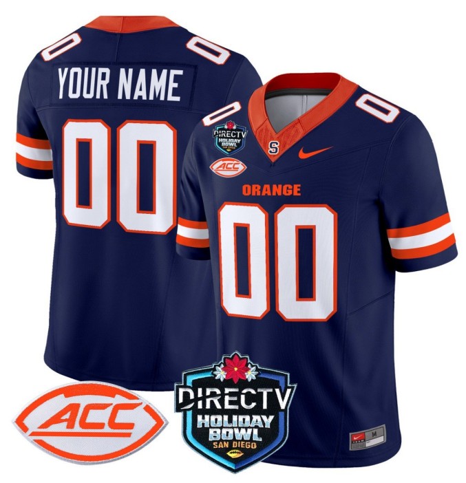 Custom Nike Syracuse Orange Jersey Name, Number 2025 Holiday Bowl Patch College NCAA Football Navy