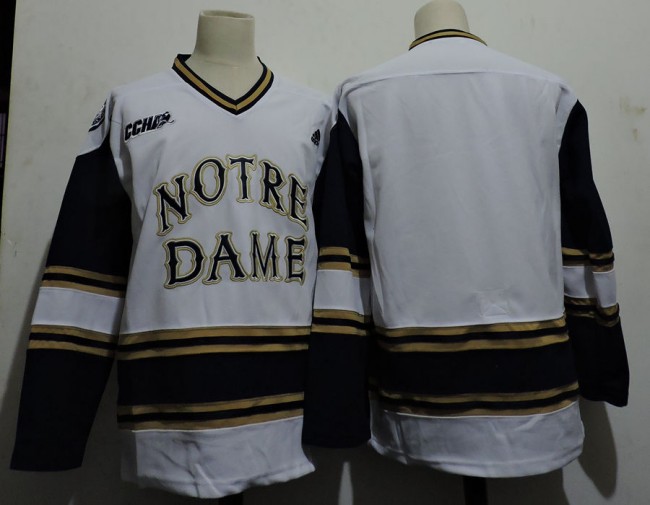 Men's Notre Dame Fighting Irish Ireland Blank White Adidas NCAA Replica College Hockey Stitched Jersey