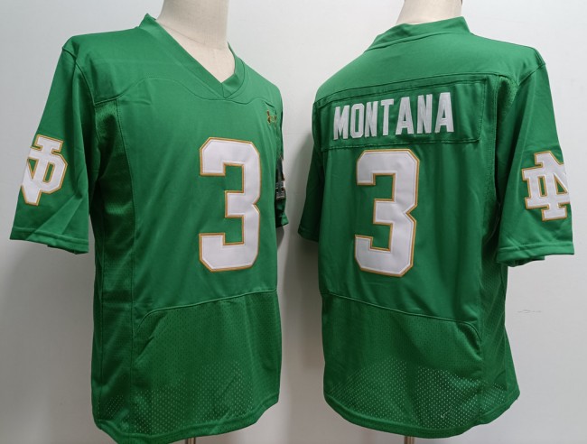 Men's Notre Dame Fighting Irish #3 Joe Montana Green Under Armour NCAA Football Stitched Jersey