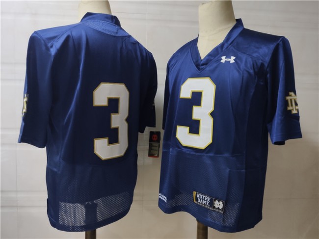 Men's Notre Dame Fighting Irish #3 Joe Montana Navy Without Name Under Armour NCAA Football Stitched Jersey