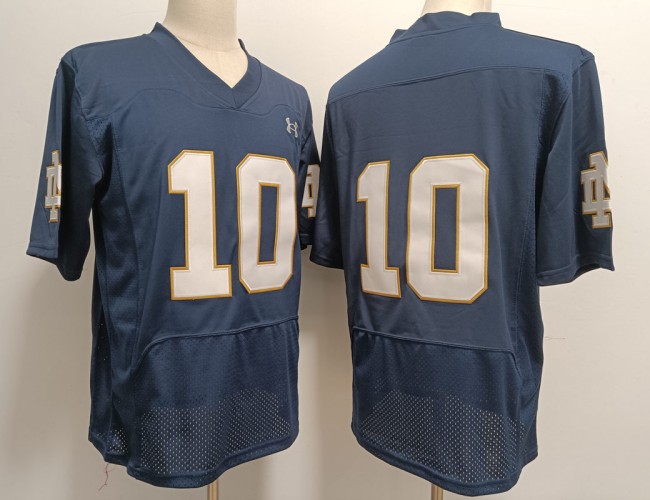Men's Notre Dame Fighting Irish #10 Sam Hartman Navy Without Name Under Armour NCAA Football Stitched Jersey