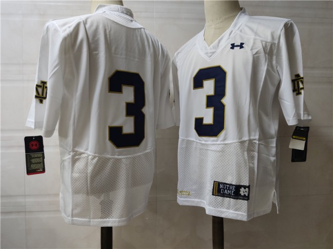 Men's Notre Dame Fighting Irish #3 Joe Montana White Without Name Under Armour NCAA Football Stitched Jersey
