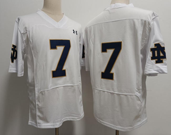 Men's Notre Dame Fighting Irish #7 Audric Estime White Without Name Under Armour NCAA Football Stitched Jersey
