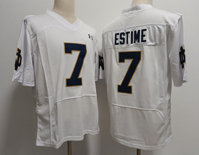 Men's Notre Dame Fighting Irish #7 Audric Estime White Under Armour NCAA Football Stitched Jersey