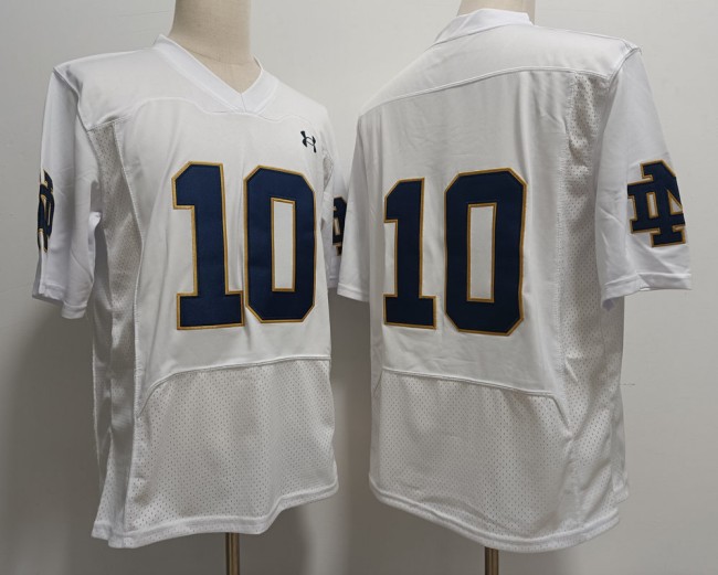 Men's Notre Dame Fighting Irish #10 Sam Hartman White Without Name Under Armour NCAA Football Stitched Jersey
