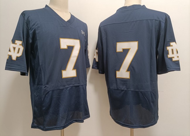 Men's Notre Dame Fighting Irish #7 Audric Estime Navy Without Name Under Armour NCAA Football Stitched Jersey