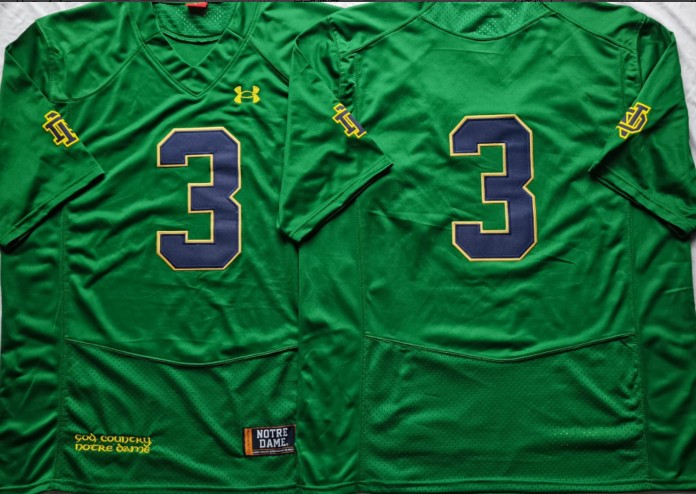 Men's Under Armour #3 Joe Montana Green Notre Dame Fighting Irish NCAA Football Stitched  Jersey