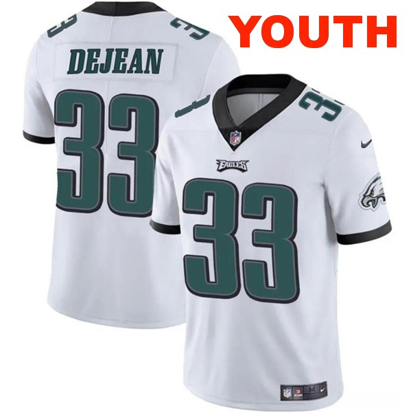 Youth Philadelphia Eagles #33 Cooper DeJean White 2024 Draft Vapor Untouchable Limited Football Stitched Jersey