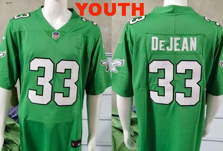 Youth Philadelphia Eagles #33 Cooper DeJean Limited Kelly Green Vapor Jersey