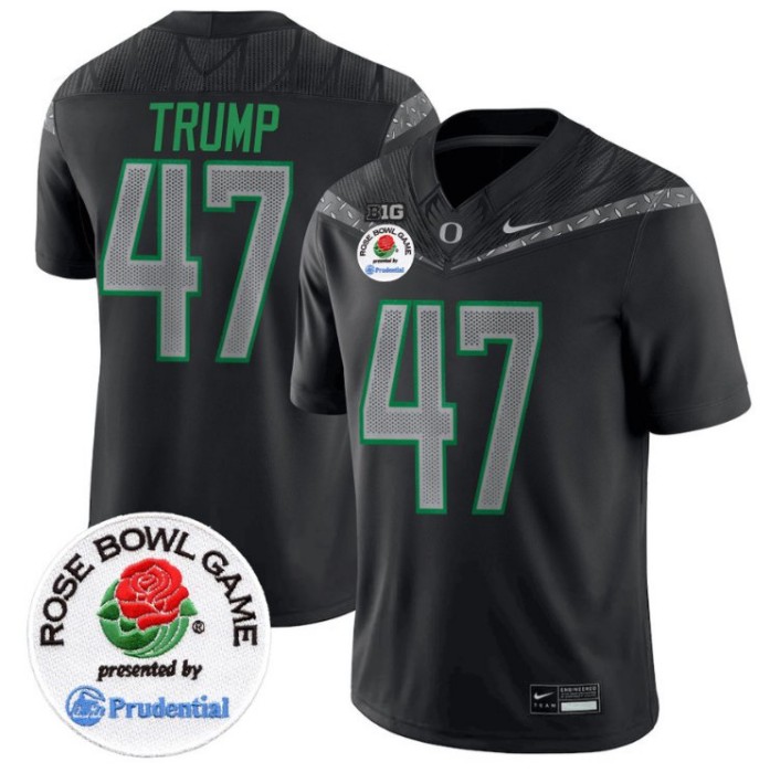 Men's Nike Donald Trump Jersey #47 Oregon Ducks Rose Bowl Patch NCAA Football Stitched FUSE Vapor Limited V2 Black
