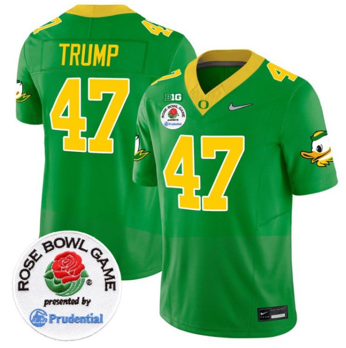 Men's Nike Donald Trump Jersey #47 Oregon Ducks Rose Bowl Patch NCAA Football Stitched FUSE Vapor Limited V2 Green