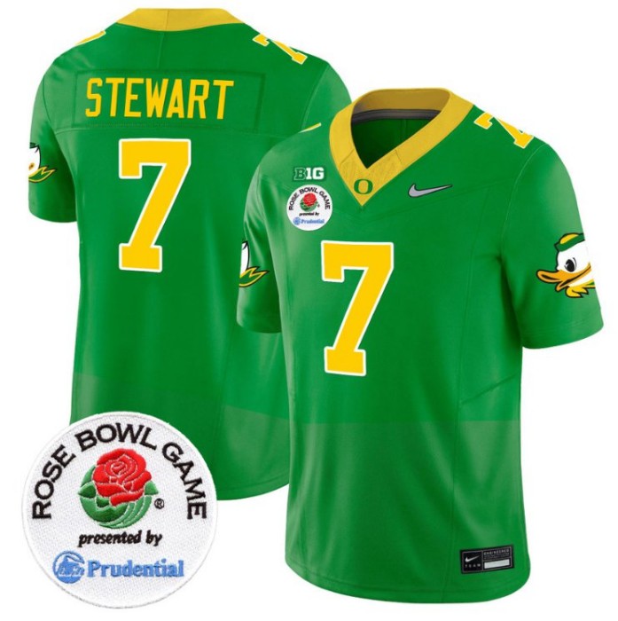 Men's Nike Evan Stewart Jersey #7 Oregon Ducks Rose Bowl Patch NCAA Football Stitched FUSE Vapor Limited V2 Green