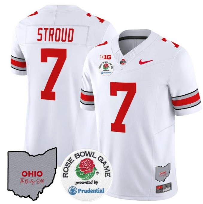 Men's Nike C J Stroud Jersey #7 Ohio State Buckeyes Rose Bowl NCAA Football Stitched FUSE Vapor Limited V2 White