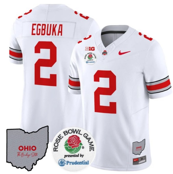 Men's Nike Emeka Egbuka Jersey #2 Ohio State Buckeyes Rose Bowl NCAA Football Stitched FUSE Vapor Limited V2 White