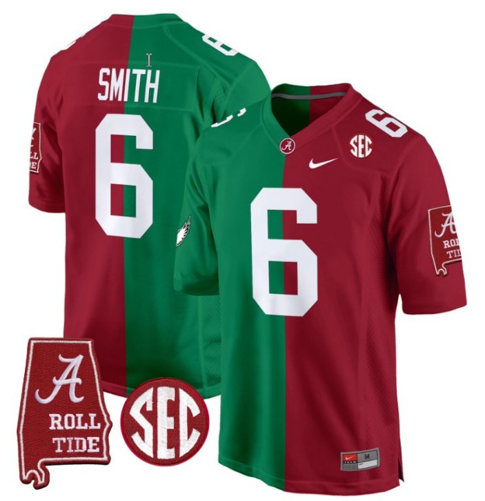 Men's Nike DeVonta Smith Jersey Philadelphia Eagles #6 Alabama Crimson Tide Split Football Game Stitched