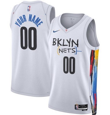 Unisex Brooklyn Nets Customized White 2022 City Icon Heat Press Jersey