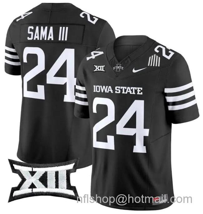 Men's Nike Abu Sama III Jersey #24 Iowa State Cyclones Vapor Limited College Football Stitched Black