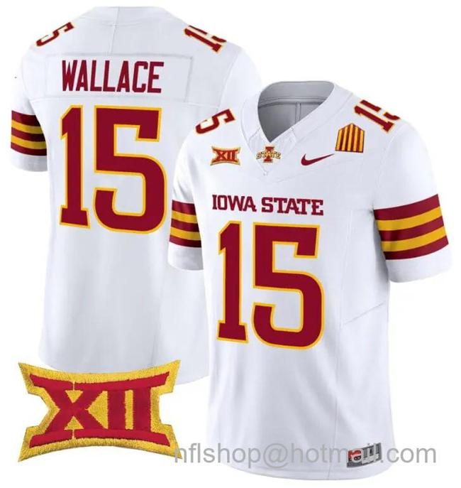 Men's Nike Seneca Wallace Jersey #15 Iowa State Cyclones Vapor Limited College Football Stitched White