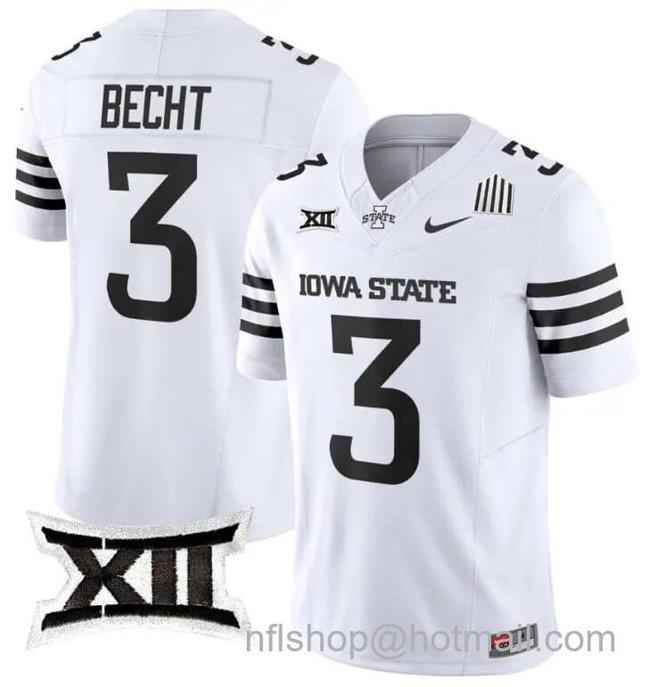 Men's Nike Rocco Becht Jersey #3 Iowa State Cyclones Vapor Limited College Football Stitched White Limited