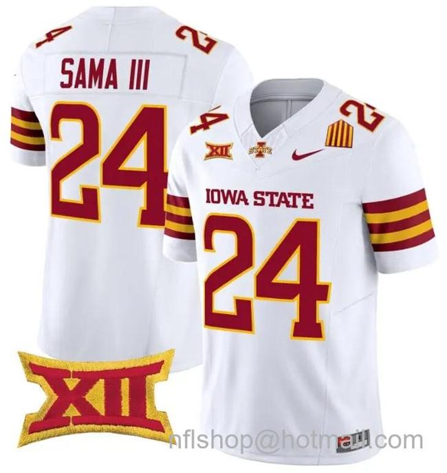 Men's Nike Abu Sama III Jersey #24 Iowa State Cyclones Vapor Limited College Football Stitched White