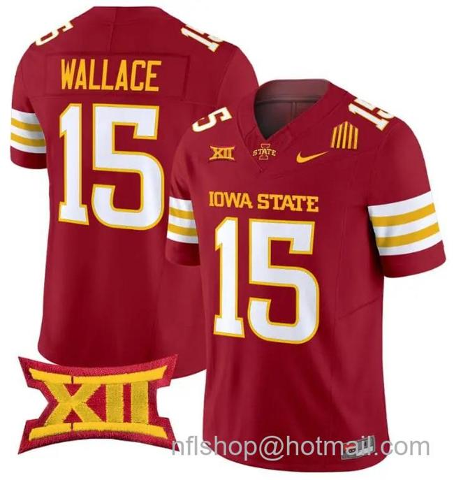 Men's Nike Seneca Wallace Jersey #15 Iowa State Cyclones Vapor Limited College Football Stitched Cardinal
