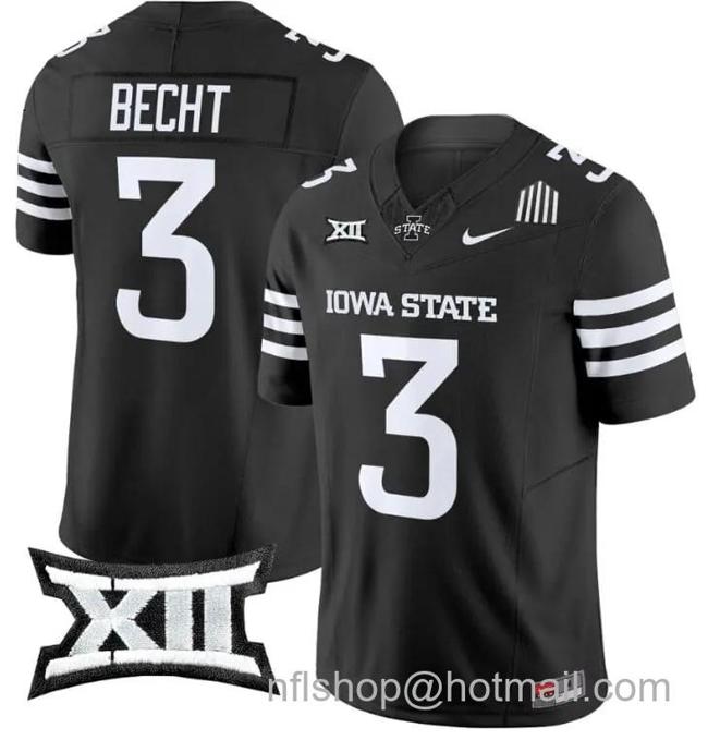 Men's Nike Rocco Becht Jersey #3 Iowa State Cyclones Vapor Limited College Football Stitched Black