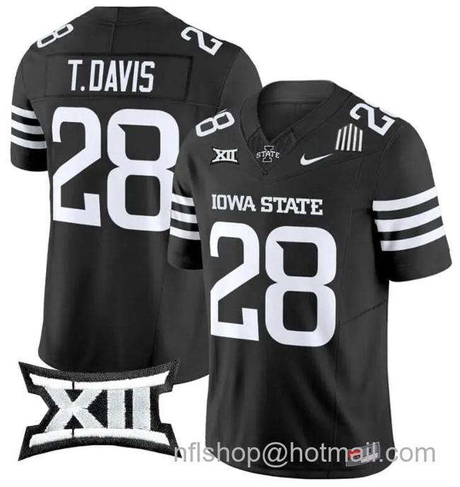 Men's Nike Troy Davis Jersey #28 Iowa State Cyclones Vapor Limited College Football Stitched Black