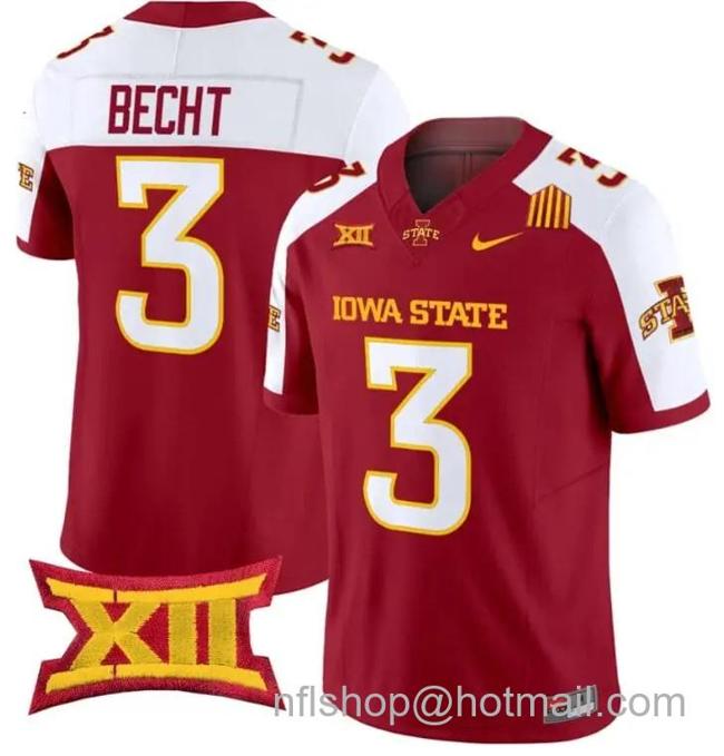 Men's Nike Rocco Becht Jersey #3 Iowa State Cyclones Vapor Limited College Football Stitched Cardinal Alternate