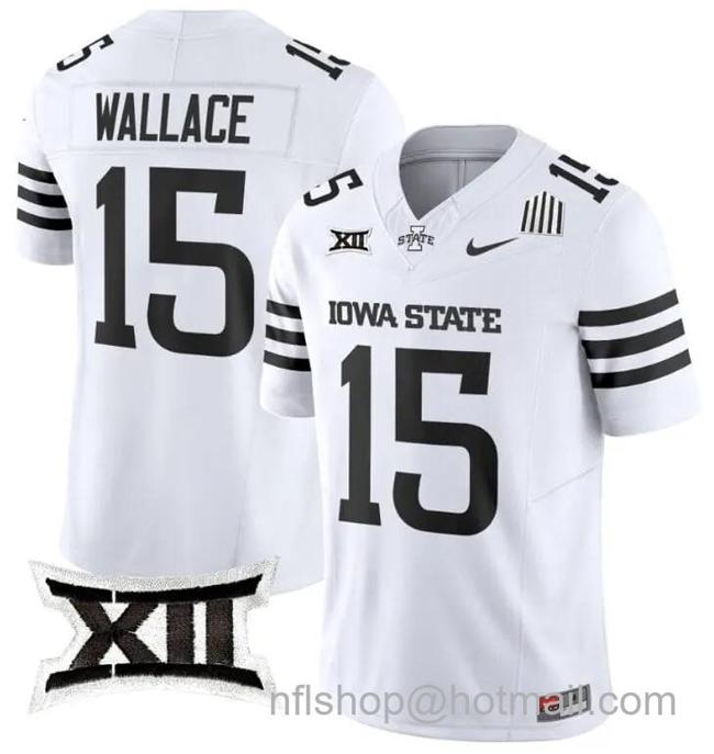 Men's Nike Seneca Wallace Jersey #15 Iowa State Cyclones Vapor Limited College Football Stitched White Limited
