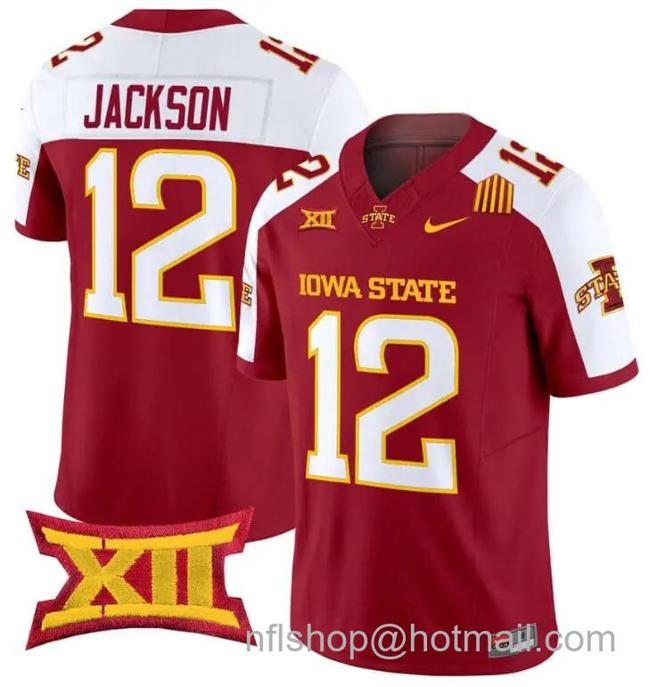 Men's Nike Jaylon Jackson Jersey #12 Iowa State Cyclones Vapor Limited College Football Stitched Cardinal Alternate