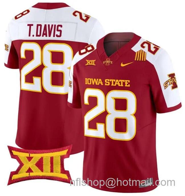 Men's Nike Troy Davis Jersey #28 Iowa State Cyclones Vapor Limited College Football Stitched Cardinal Alternate