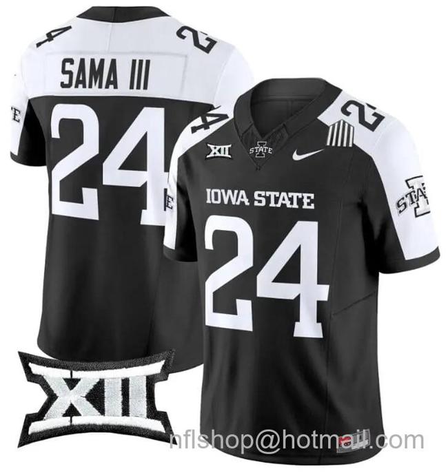 Men's Nike Abu Sama III Jersey #24 Iowa State Cyclones Vapor Limited College Football Stitched Black Alternate