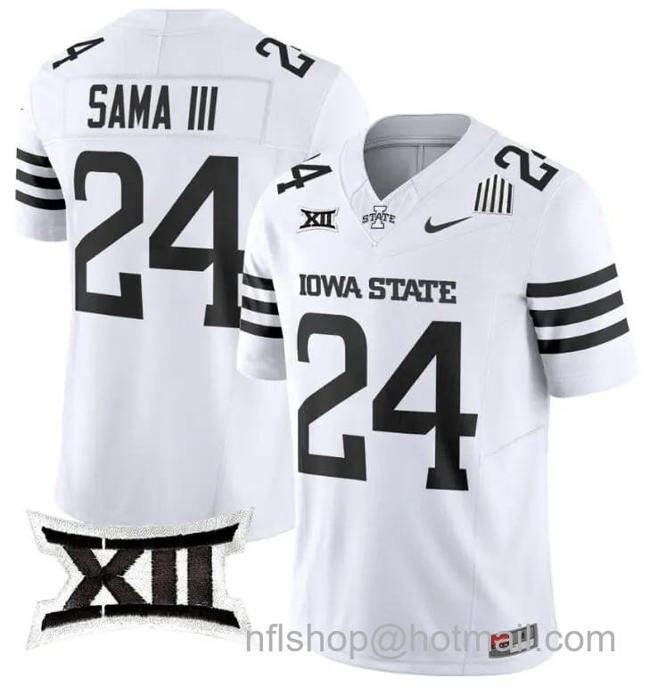 Men's Nike Abu Sama III Jersey #24 Iowa State Cyclones Vapor Limited College Football Stitched White Limited