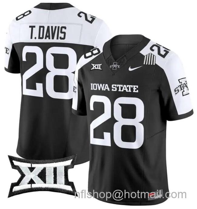 Men's Nike Troy Davis Jersey #28 Iowa State Cyclones Vapor Limited College Football Stitched Black Alternate